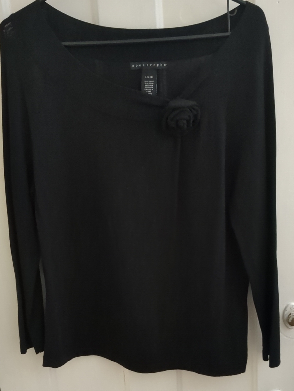 Apostrophe Black Rose Embellished Top L